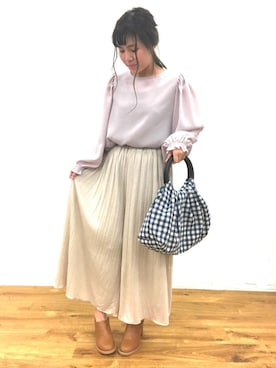 「プリーツ」｜ふたわたりさん（レディース・149cm）の春コーディネート