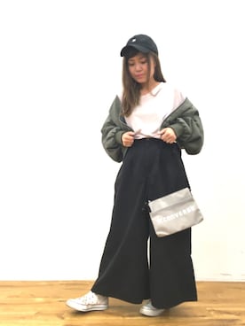 「FILA（フィラ）のアイテム（帽子）」を使った、ふたわたりさん（レディース・149cm）の春コーディネート