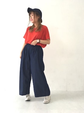 「FILA（フィラ）のアイテム（帽子）」を使った、ふたわたりさん（レディース・150cm）の春コーディネート