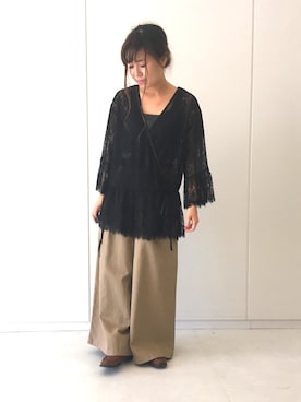 「E hyphen world gallery（イーハイフンワールドギャラリー）のラメリブタンクトップ（タンクトップ）」を使った、ふたわたりさん（レディース・150cm）の夏コーディネート