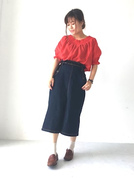 「アイテム（デニムスカート）」を使った、ふたわたりさん（レディース・150cm・20代）の夏コーディネート
