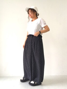 「FILA（フィラ）のアイテム（帽子）」を使った、ふたわたりさん（レディース・150cm）の夏コーディネート