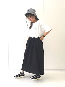 「FILA（フィラ）のアイテム（帽子）」を使った、ふたわたりさん（レディース・150cm）の夏コーディネート