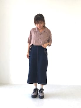 「アイテム（デニムスカート）」を使った、ふたわたりさん（レディース・150cm・20代）の夏コーディネート