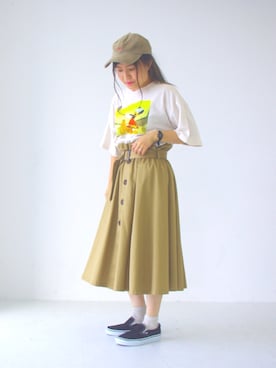 「Lee（リー）のアイテム（キャップ）」を使った、ふたわたりさん（レディース・150cm）の夏コーディネート