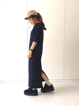 「Lee（リー）のアイテム（キャップ）」を使った、ふたわたりさん（レディース・150cm）の夏コーディネート