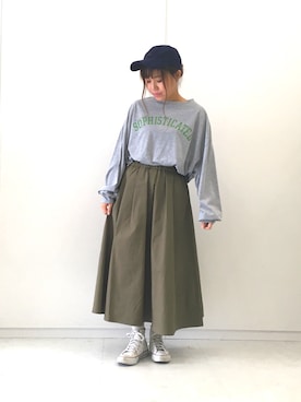 「Lee（リー）のアイテム（キャップ）」を使った、ふたわたりさん（レディース・150cm）の秋コーディネート