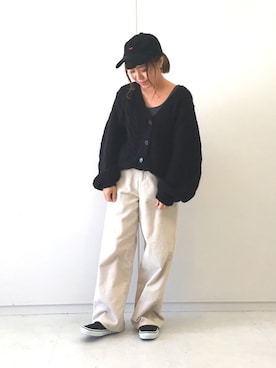 「E hyphen world gallery（イーハイフンワールドギャラリー）のラメリブタンクトップ（タンクトップ）」を使った、ふたわたりさん（レディース・150cm）の秋コーディネート