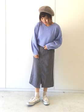 「アイラブCONVERSE」｜「アイテム（ハンチング/ベレー帽）」を使った、ふたわたりさん（レディース・150cm）の冬コーディネート