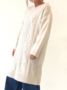 「E hyphen world gallery（イーハイフンワールドギャラリー）のデニムタック入りワイドパンツ（その他パンツ）」を使った、ふたわたりさん（レディース・150cm）の冬コーディネート