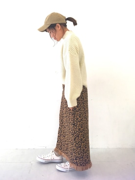 「Lee（リー）のアイテム（キャップ）」を使った、ふたわたりさん（レディース・150cm）の冬コーディネート