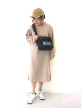 「Lee（リー）のアイテム（キャップ）」を使った、ふたわたりさん（レディース・150cm）の冬コーディネート