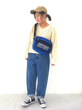 「Lee（リー）のアイテム（キャップ）」を使った、ふたわたりさん（レディース・150cm）の冬コーディネート