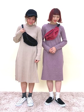 「アイテム（ボディバッグ/ウエストポーチ）」を使った、ふたわたりさん（レディース・150cm・20代）の冬コーディネート