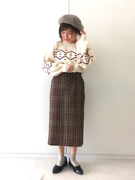 「スタッフセンバツ」｜「アイテム（ハンチング/ベレー帽）」を使った、ふたわたりさん（レディース・150cm）の冬コーディネート