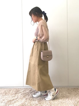 「earth music&ecology（アースミュージックアンドエコロジー）のアイテム（ショルダーバッグ）」を使った、ふたわたりさん（レディース・150cm）の春コーディネート