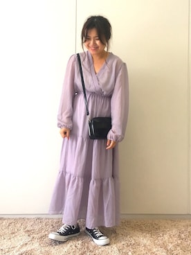 「アイテム（ワンピース/ドレス、パープル系）」を使った、ふたわたりさん（レディース・150cm）の夏コーディネート