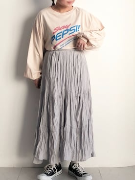 「SLURR（スラ―）のアイテム」を使った、ふたわたりさん（レディース・150cm）の冬コーディネート