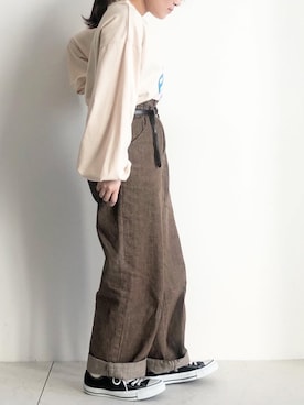 「SLURR（スラ―）のアイテム」を使った、ふたわたりさん（レディース・150cm）の春コーディネート