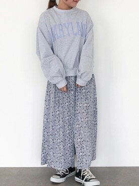 「SLURR（スラ―）のアイテム（スウェット）」を使った、ふたわたりさん（レディース・150cm）の春コーディネート