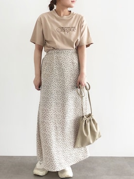 「アイテム（トップス、ブラウン系）」を使った、ふたわたりさん（レディース・150cm）の春コーディネート