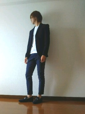 「AAA+（サンエープラス）のアイテム（モカシン/デッキシューズ）」を使った、YUTAKAさん（メンズ・177cm）の春コーディネート