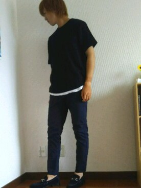 「AAA+（サンエープラス）のアイテム（モカシン/デッキシューズ）」を使った、YUTAKAさん（メンズ・177cm）の夏コーディネート