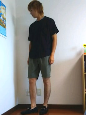 「AAA+（サンエープラス）のアイテム（モカシン/デッキシューズ）」を使った、YUTAKAさん（メンズ・177cm）の秋コーディネート