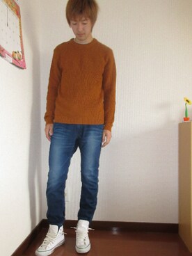 「H&M（エイチ・アンド・エム）のアイテム（ニット/セーター）」を使った、YUTAKAさん（メンズ・177cm）の春コーディネート