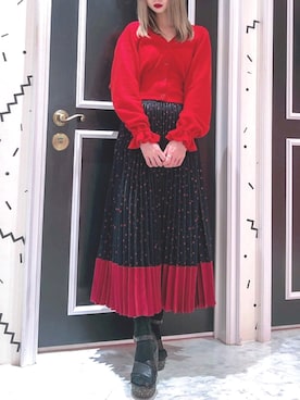 「red」｜「アイテム（サンダル）」を使った、𝒮𝒶𝓎𝒶𝓀𝒶さん（レディース・154cm）の秋コーディネート