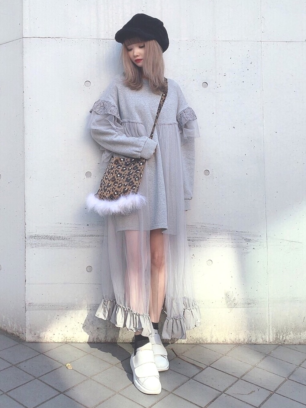 lilLilly（リルリリー）の「チュールレイヤードスウェットドレス