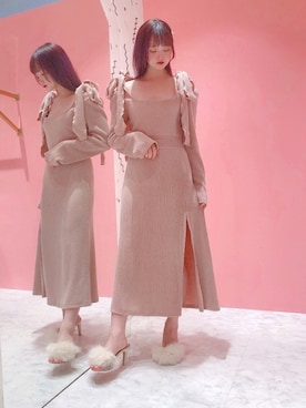 「アイテム（ワンピース、ピンク系）」を使った、𝒮𝒶𝓎𝒶𝓀𝒶さん（レディース・154cm）の冬コーディネート