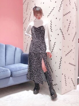 lilLilly リルリリー ランダムキャミミニワンピース フラワー/チェックヘムキャミワンピース（ワンピース