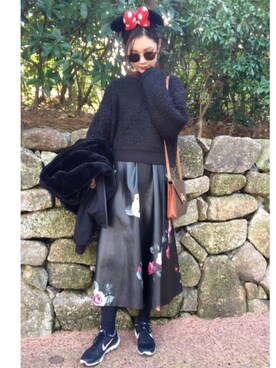 「原宿」｜「アイテム（MA-1）」を使った、yuka LOWRYS FARM吉祥寺さん（レディース・153cm）の冬コーディネート