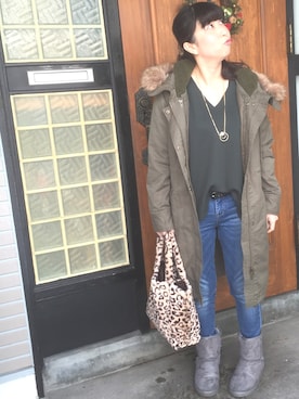 「LEPSIM」｜「アイテム（モッズコート）」を使った、chisa…さん（レディース・147cm）の冬コーディネート