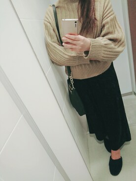 「w  closetのアイテム（パンツ、ブラック系）」を使った、いちごみるくさん（レディース・165cm）の冬コーディネート