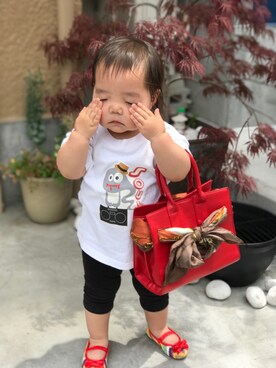 「noon（ヌーン）のアイテム」を使った、afrowさん（キッズ・80cm）の春コーディネート