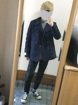 「RAGEBLUE（レイジブルー）のアイテム（ピーコート）」を使った、takumiさん（メンズ・167cm）の春コーディネート