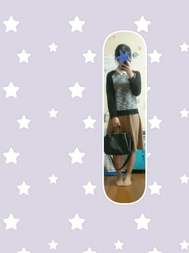 「しまむら（シマムラ）のアイテム（トップス、ブラック系）」を使った、Rin :)さん（レディース・165cm）の春コーディネート