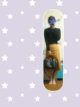 「GU（ジーユー）の（GU）レースハイネックＴ（長袖）（トップス、ブラック系）」を使った、Rin :)さん（レディース・165cm）の春コーディネート