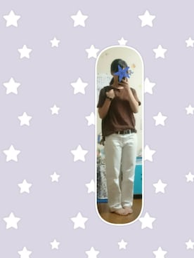 「GU（ジーユー）のアイテム（その他パンツ、ホワイト系）」を使った、Rin :)さん（レディース・165cm）の夏コーディネート