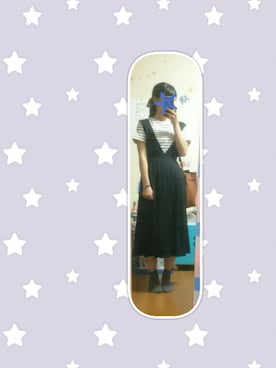 「Green　Parks（グリーンパークス）のアイテム（ワンピース/ドレス、ブラック系）」を使った、Rin :)さん（レディース・165cm）の秋コーディネート