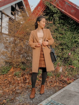 「BROWN」｜「アイテム（ブーツ）」を使った、Chaamurin Suzukiさん（レディース・153cm）の冬コーディネート