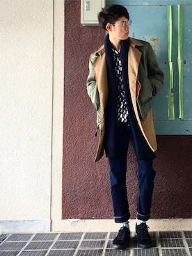 「BLACK COMME des GARÇONS」｜「アイテム（その他アウター）」を使った、HIROMUさん（メンズ・185cm）の冬コーディネート