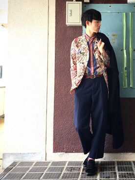 「BLACK COMME des GARÇONS」｜「アイテム（その他アウター）」を使った、HIROMUさん（メンズ・185cm）の春コーディネート