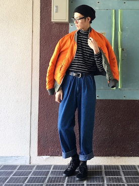「BLACK COMME des GARÇONS」｜「アイテム（その他アウター）」を使った、HIROMUさん（メンズ・185cm）の秋コーディネート