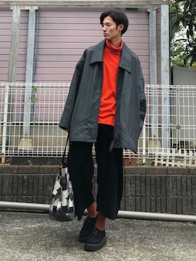 「ジョージコックス」｜「アイテム（デニムジャケット）」を使った、HIROMUさん（メンズ・185cm）の秋コーディネート