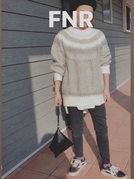 「おちびさん」｜「アイテム（チノパンツ）」を使った、FNRさん（レディース・153cm）の冬コーディネート