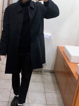 「ADAM ET ROPE'（アダムエロペ）のアイテム（チェスターコート）」を使った、wakuwaku444さん（メンズ・176cm）の冬コーディネート