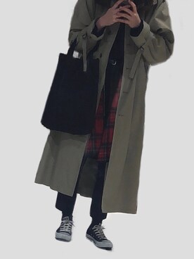 「knock through abstraction（ノックスルーアブストラクション）のアイテム（バッグ）」を使った、shiさん（レディース・164cm）の冬コーディネート